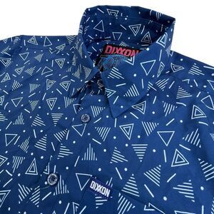 Dixxon Flannel Co Shirt Mens Small Weird Science Blue White Geometric Button Up